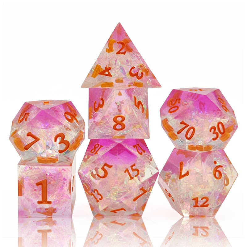 Transparent Pink Resin Dnd Dice Set
