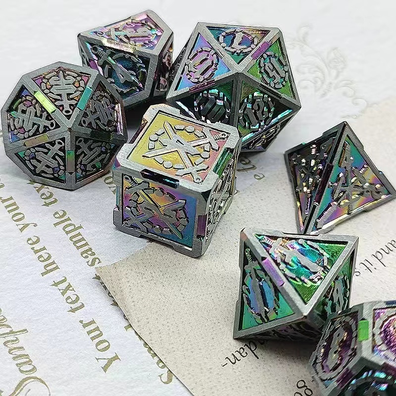 Fighter Bloodthirsty Metal Polyhedral 7 Dice Set