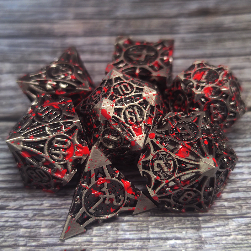 Solid Dragon Pointed Dice Metal Set