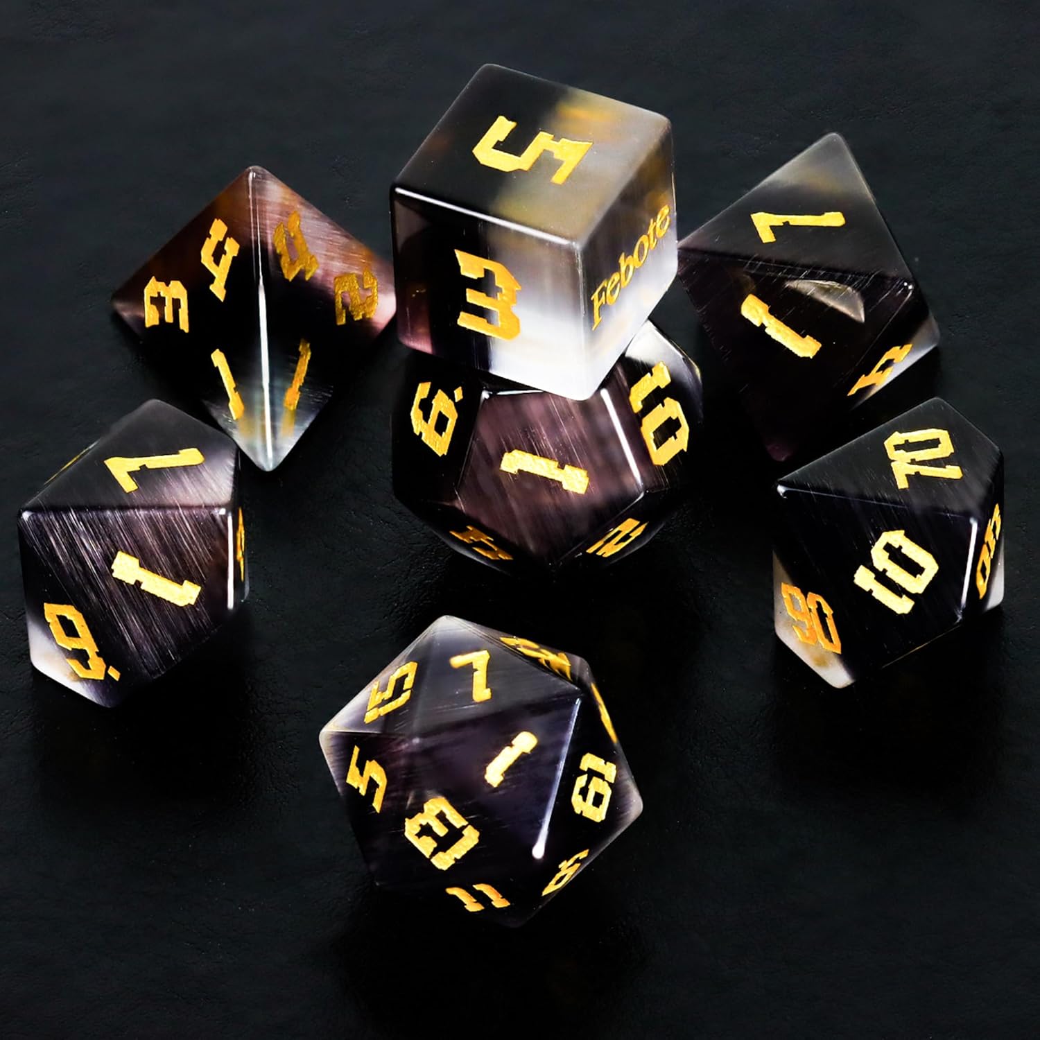 Multicolor Cat's Eye DND Dice Set  DND Gifts