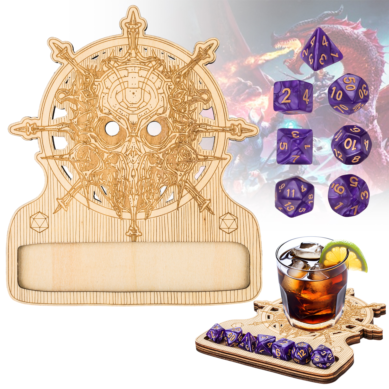 Foldable Wooden Dice Tray & Storage Box