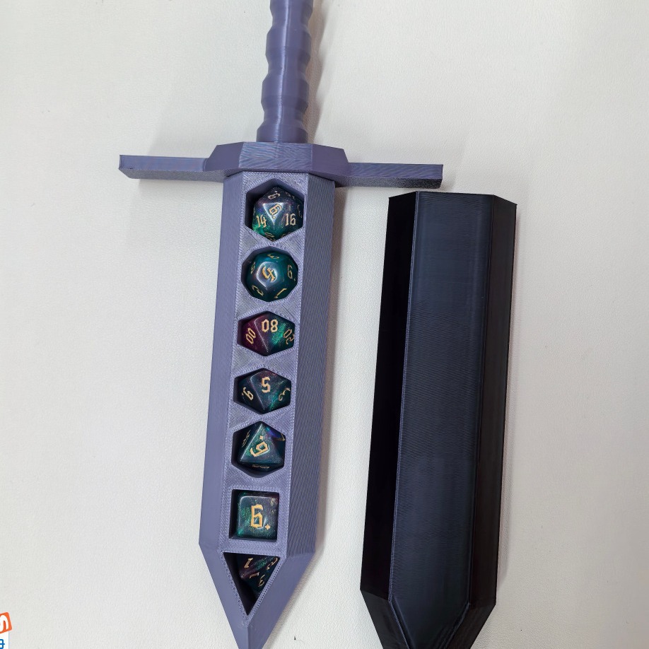 DND Dice Holding Sword + Mystery Dice Set
