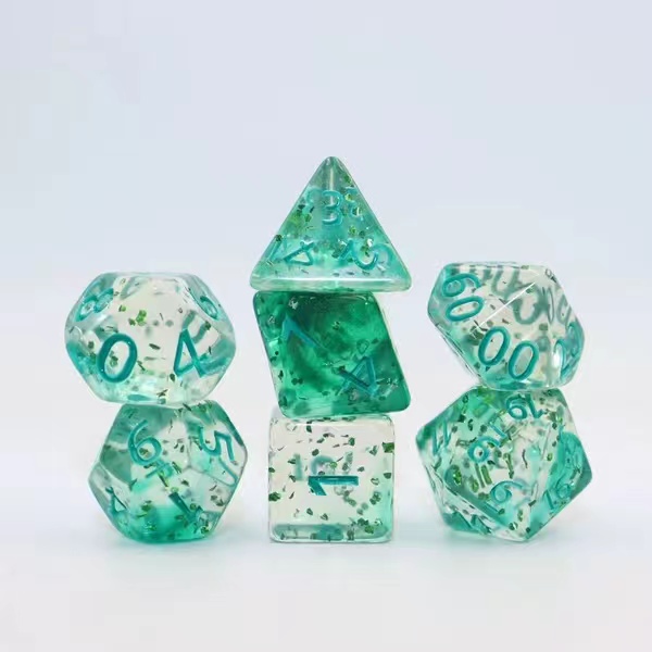 Transparent floating silk flash point dice
