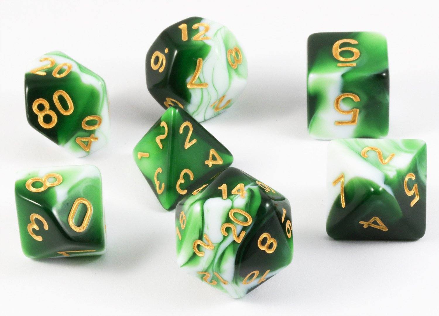 Green And White Dice Set