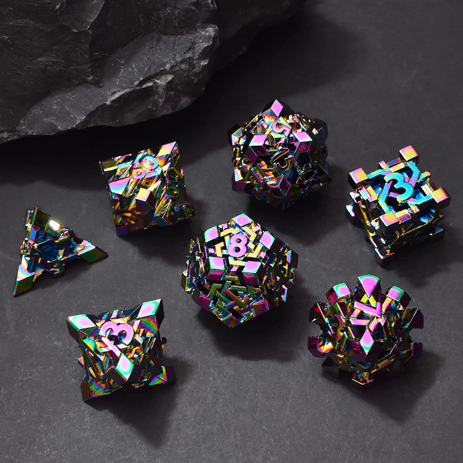 Metal dice set table game multi-sided Rubik's cube irregular multiple colors creative dice