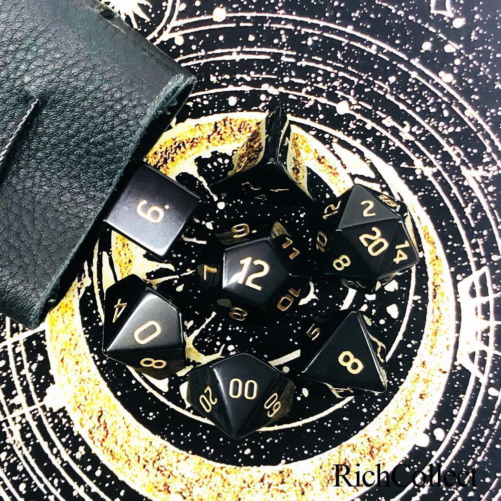 Black yellow DnD Dice Set