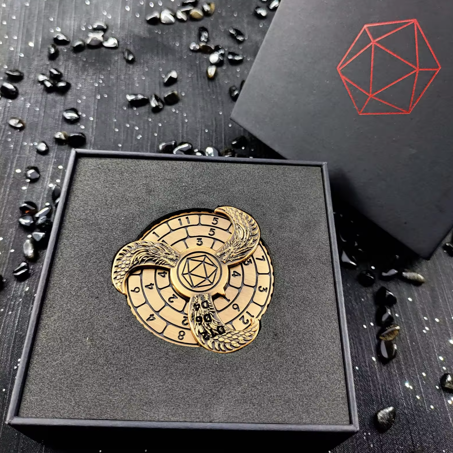 Gemstone Dice Spinners, Pocket Sized 7-in-1 Dice, Metal Dice, Dungeons and Dragons, DND Set