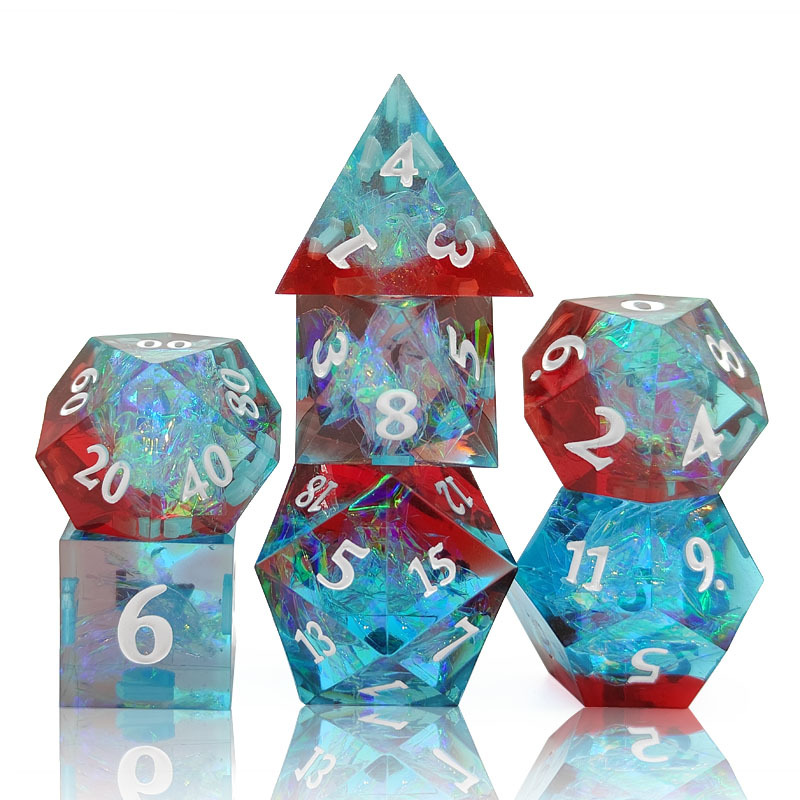 STARSEEKER RED & BLUE SHARP EDGE RESIN DICE SET