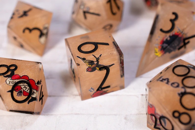 Tattoo Art Style Dice Set