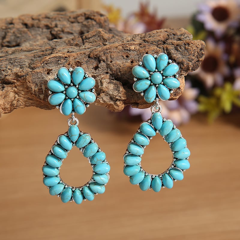 Turquoise Bohemian Teardrop Earrings