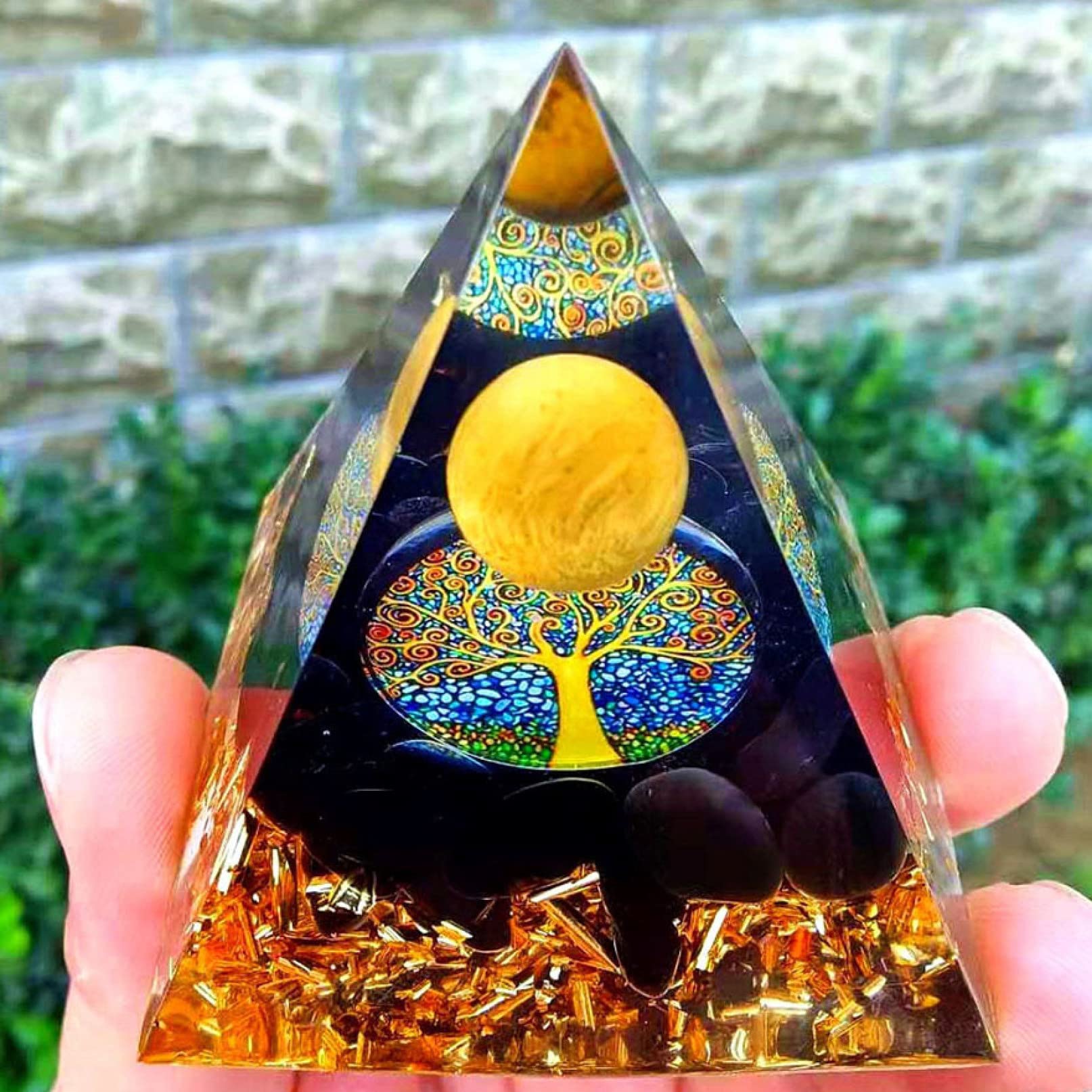 Orgonite Pyramid Natural Crystals and Healing Stones Orgone Energy Generator Balancing Chakra Reiki Attract Wealth Lucky Success Decor Office Work Natural Stones