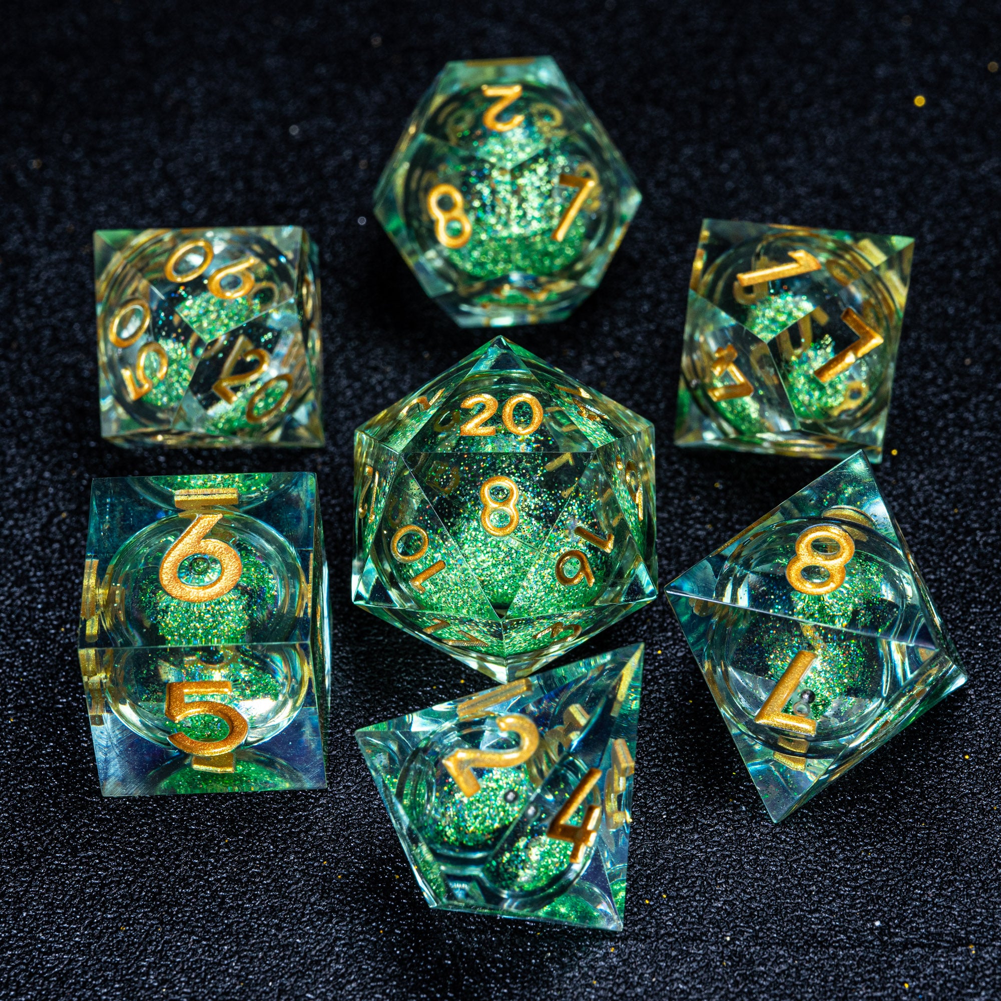 Liquid Heart Resin Engraved Dice Set