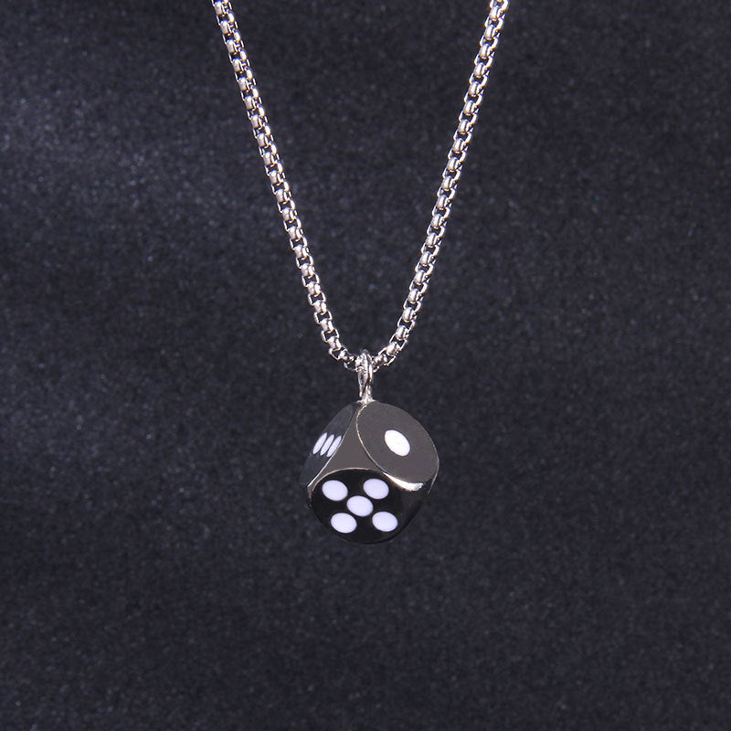 Personalized Stainless Steel Necklace Versatile Niche Design Dice Pendant