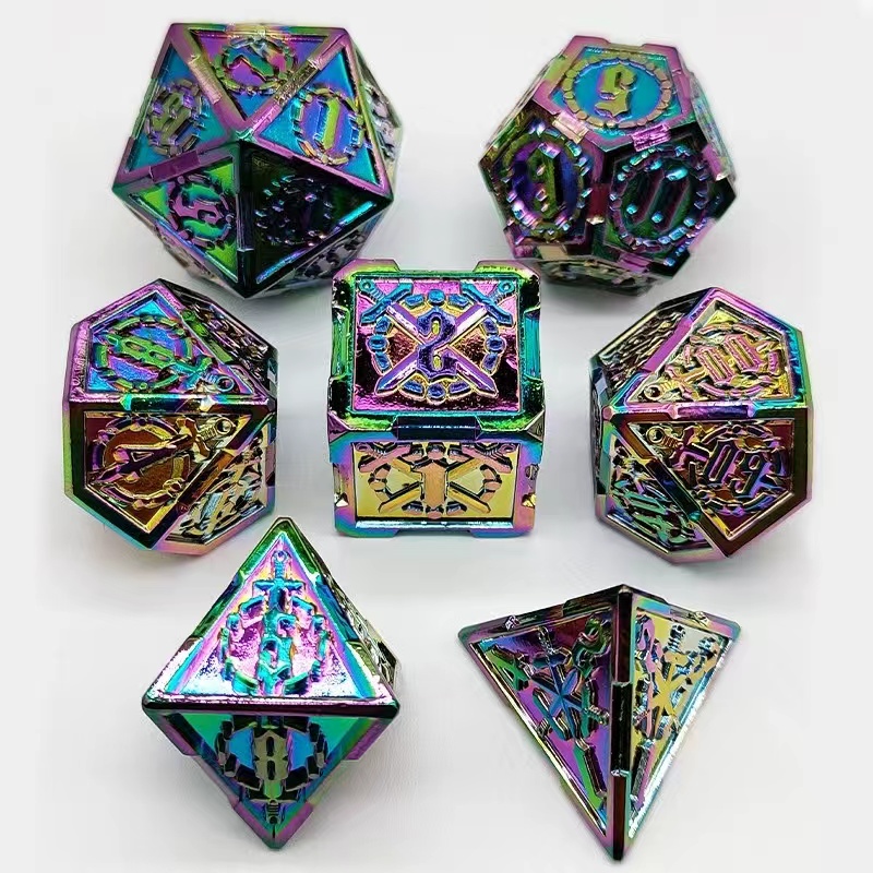Fighter Bloodthirsty Metal Polyhedral 7 Dice Set