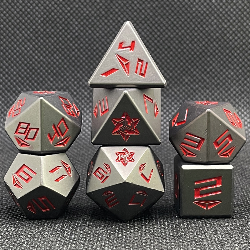 Metal crop circle polygonal dice