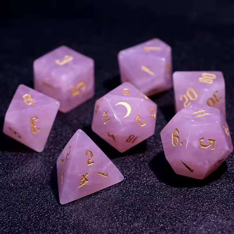 Pink crystal dice set