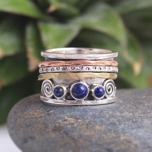 Bohemian Lapis Lazuli Meditation Ring