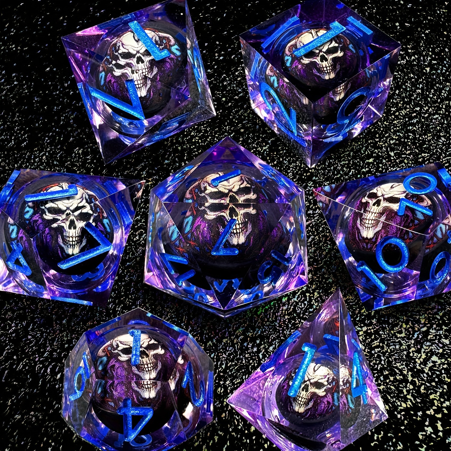 Skull☠️Liquid Core 7pc DnD Dice Set