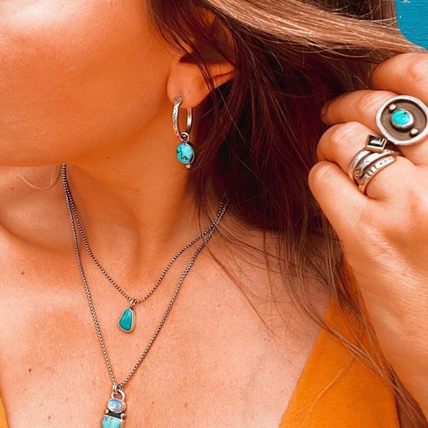 Turquoise Circle Earrings