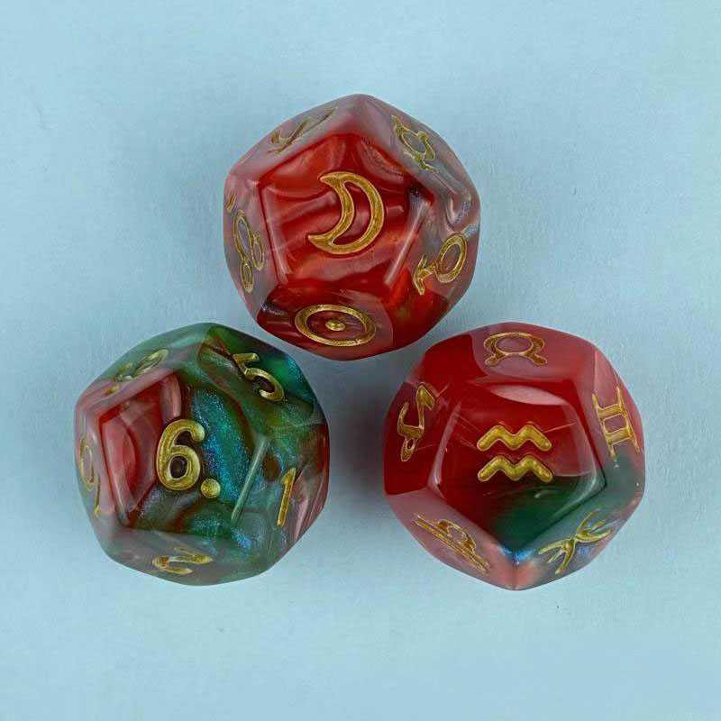 Astrology Dice, Signs Planets Numbers 12-Sided Dice Divination Too