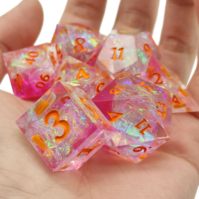 Transparent Pink Resin Dnd Dice Set
