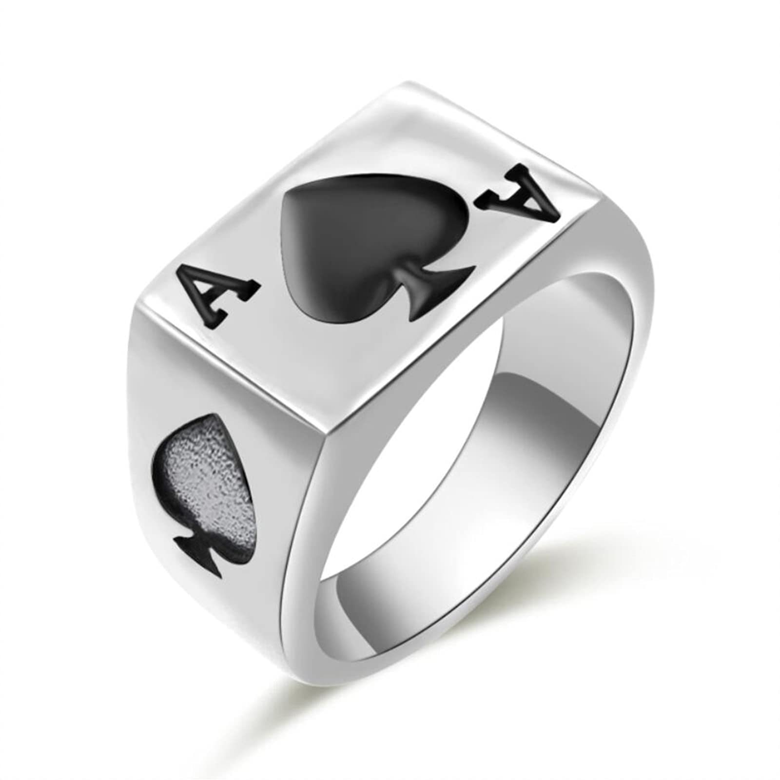 Mens Womens Stainless Steel Ring Poker Spade Ace