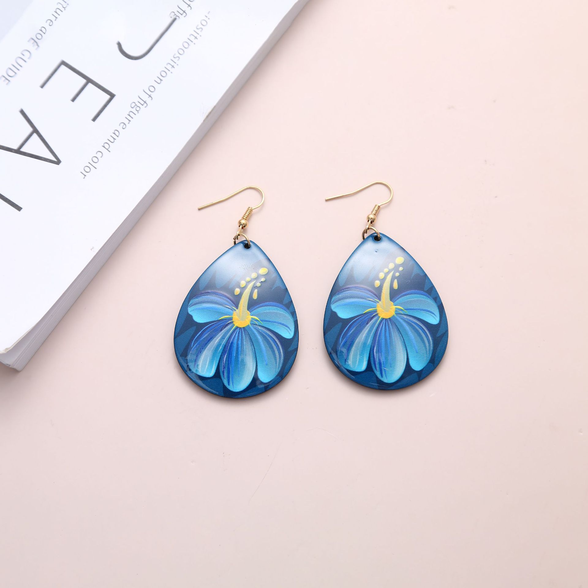 Teardrop Flower Acrylic Earrings