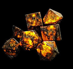 Natural Flame Yooperlite Gemstone DND Dice Set