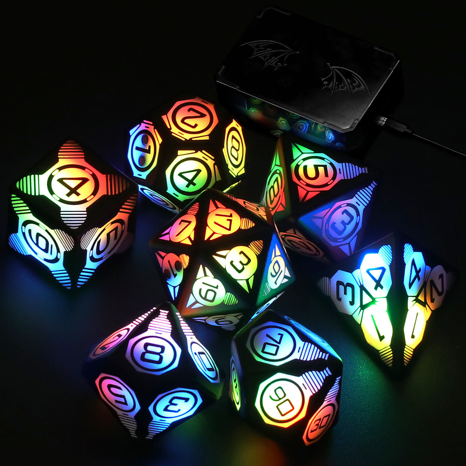 Board game cool running flash light toy rechargeable magnetic suction LED dice
