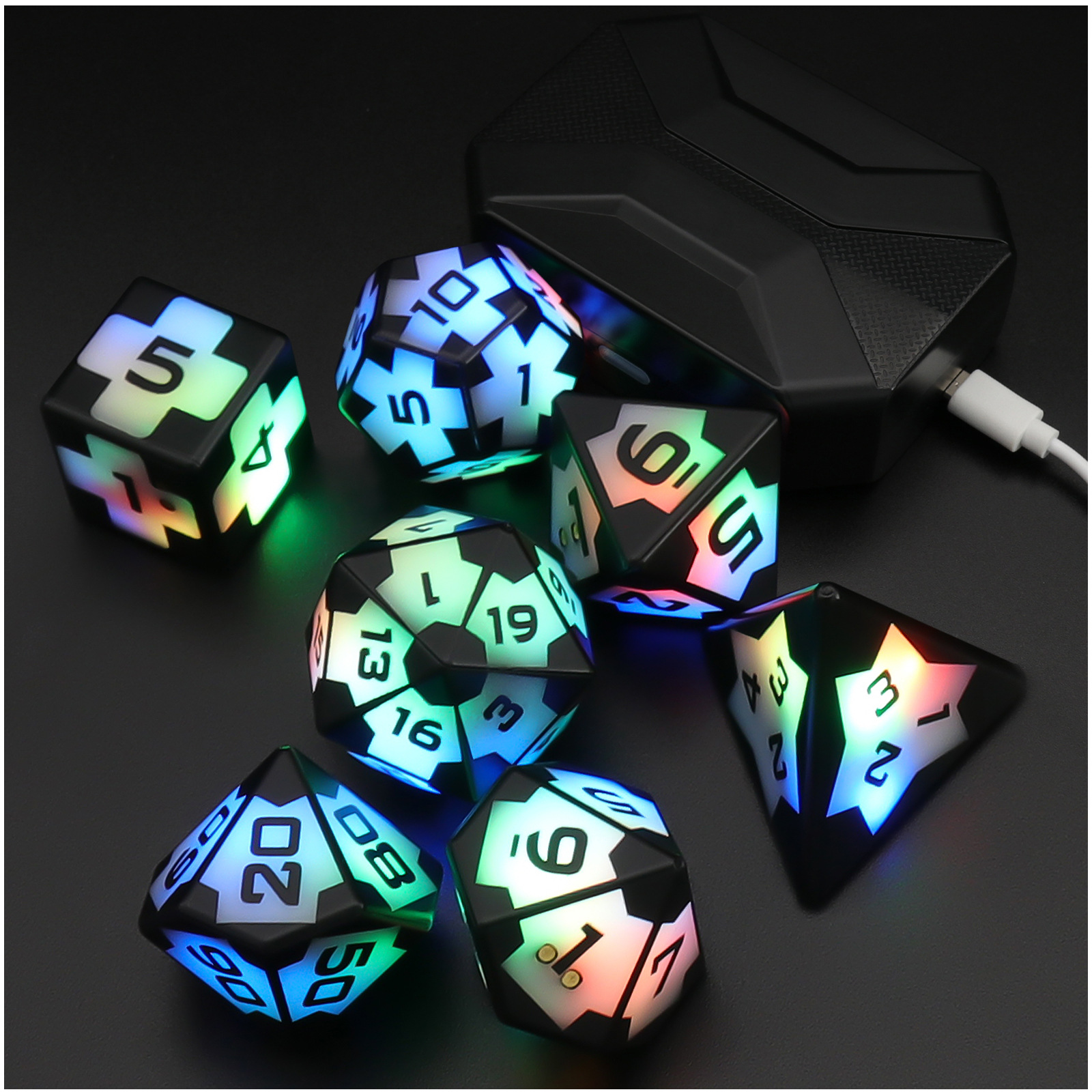Board game cool running flash light toy rechargeable magnetic suction LED dice