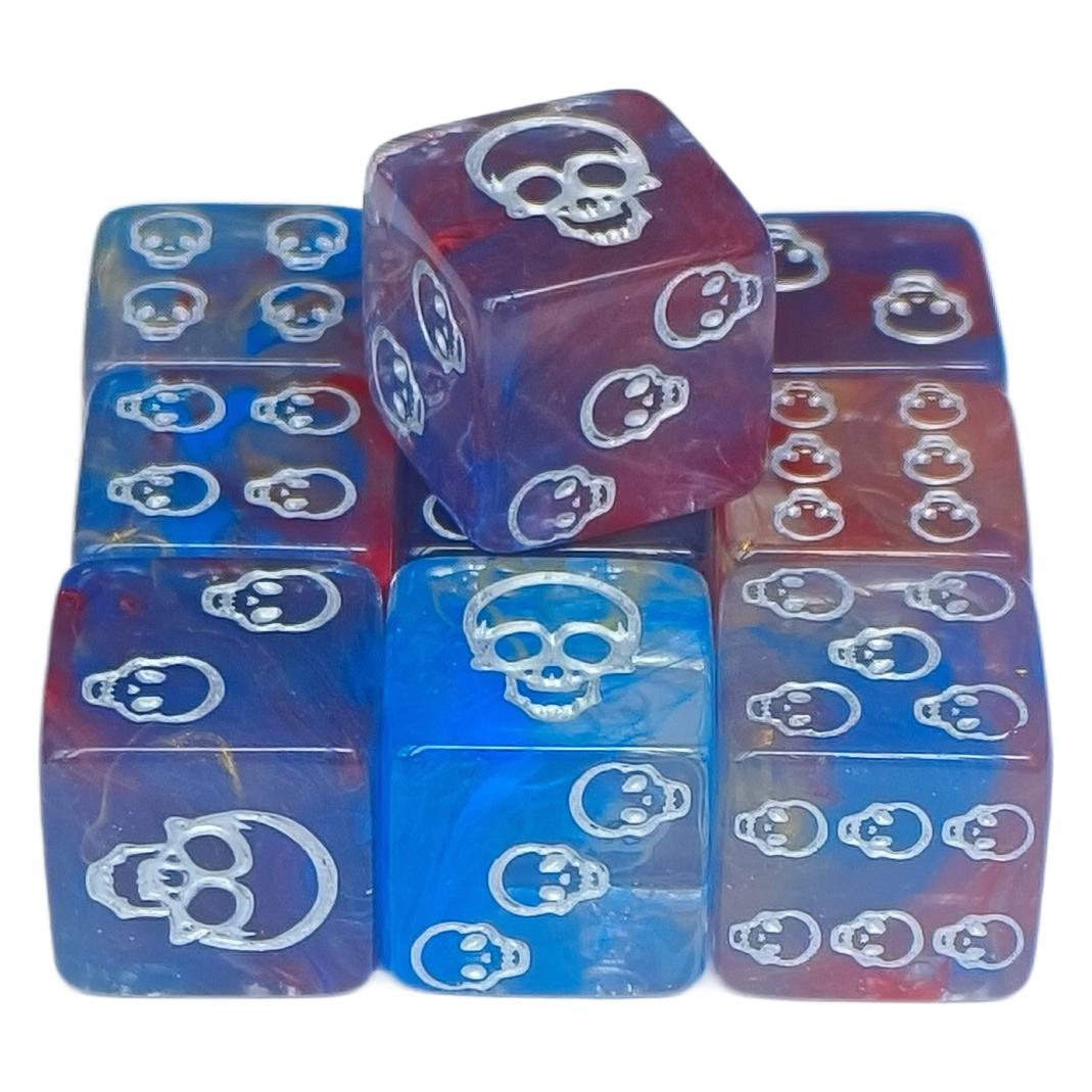 10-piece skull pattern D6 dice set