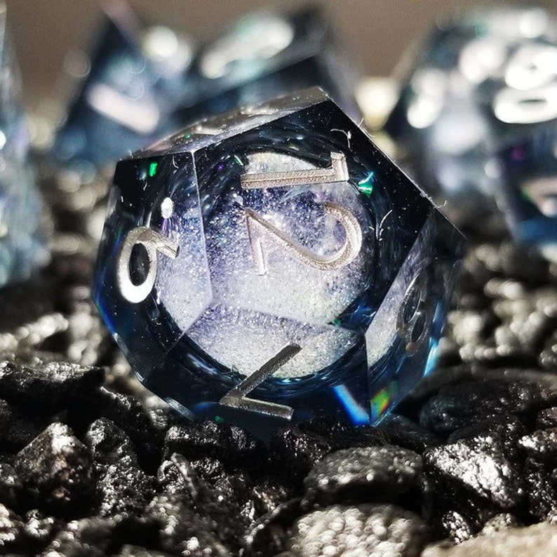 Winter Souls Liquid Core Sharp Edge Resin Polyhedral Dice Set