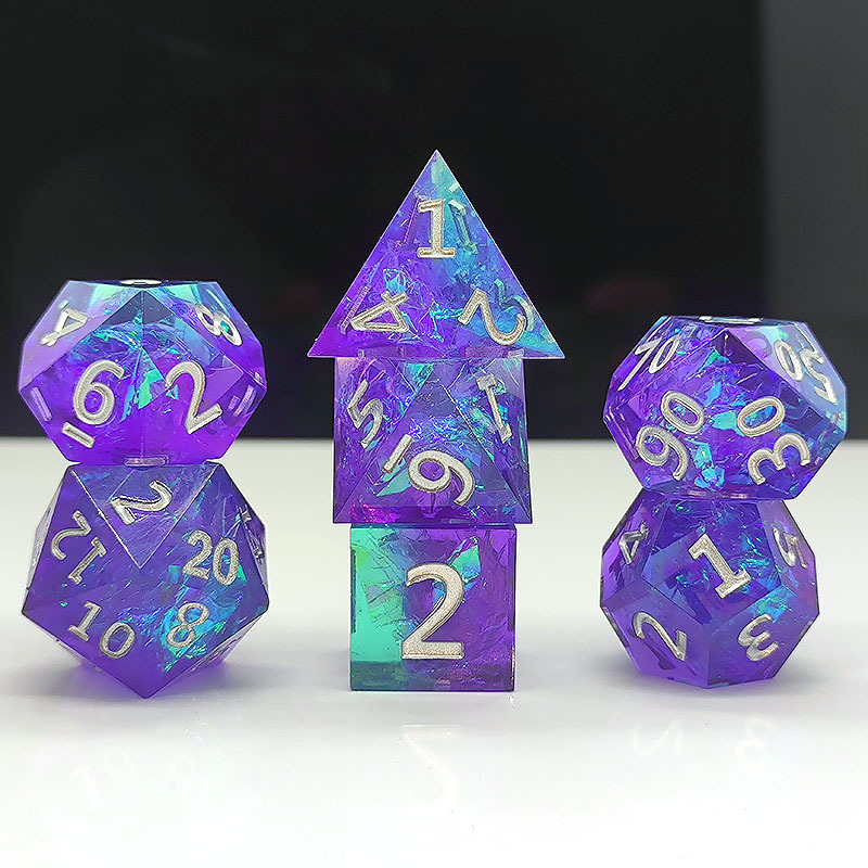 Purple Blue Resin Dnd Dice Set
