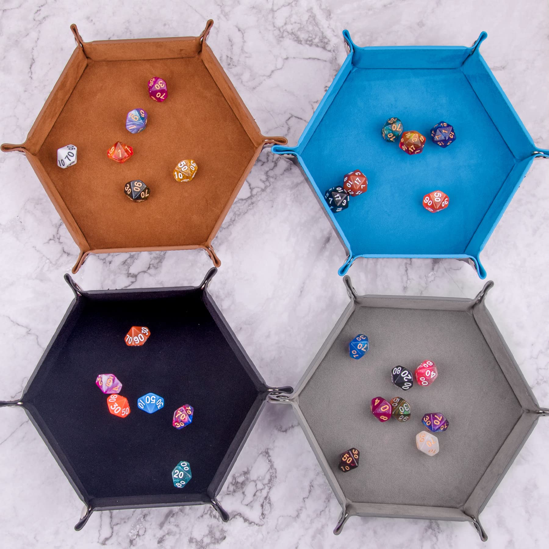 Dice Tray Set Foldable Dice Trays Hexagon Dice Rolling Tray