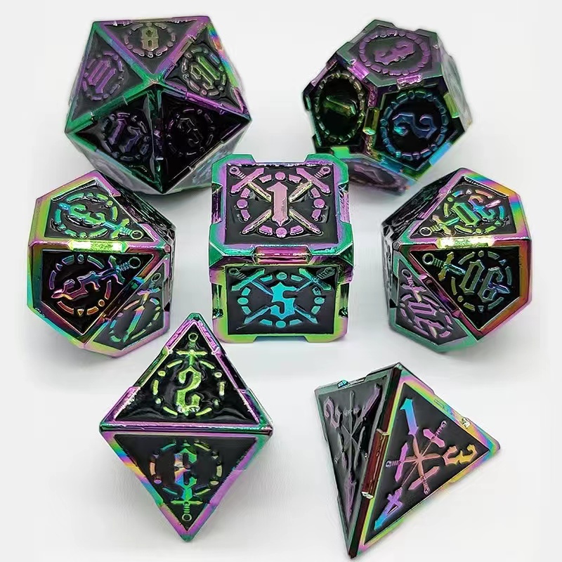 Fighter Bloodthirsty Metal Polyhedral 7 Dice Set