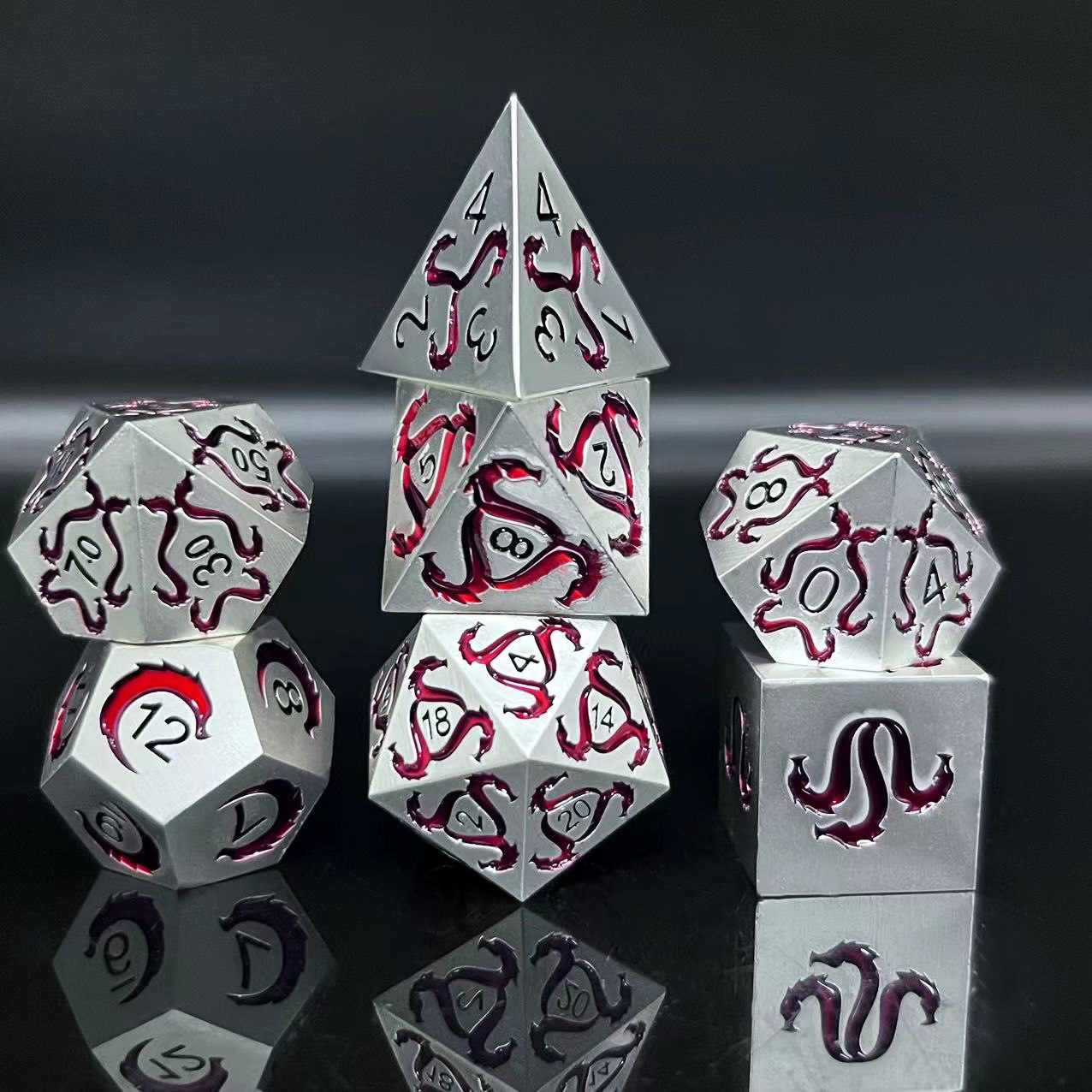 Metal solid dice dnd dragon and dungeons metal dice set