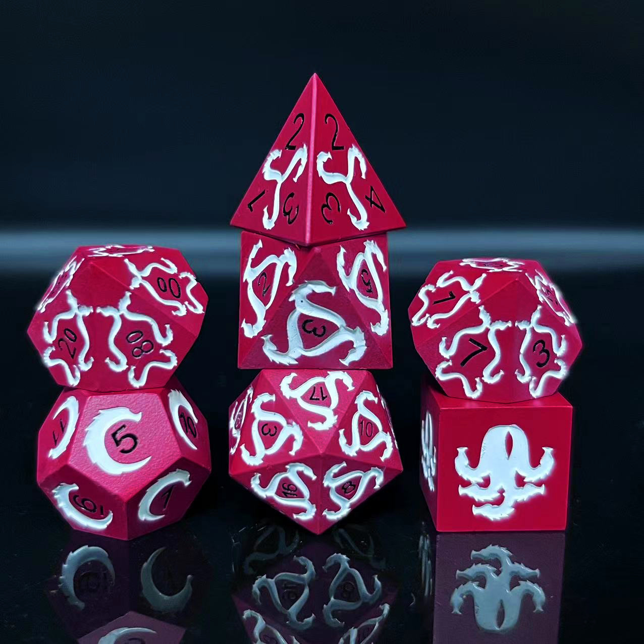 Metal solid dice dnd dragon and dungeons metal dice set