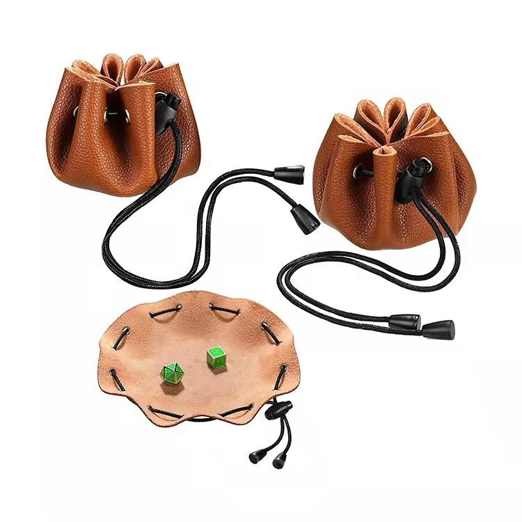 Brown dragon DND Dice Leather bag