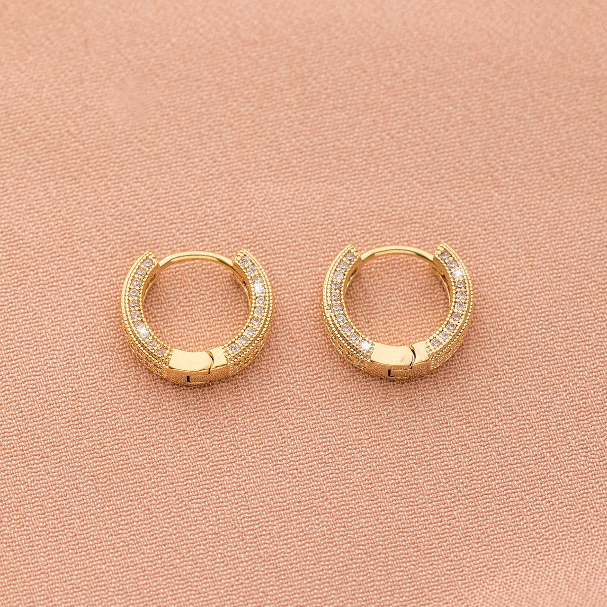 14K Gold Plated Zircon Hoop Earrings Cuff Hoop Earrings For Women Women's Elegant Jewelry Women's Accessories