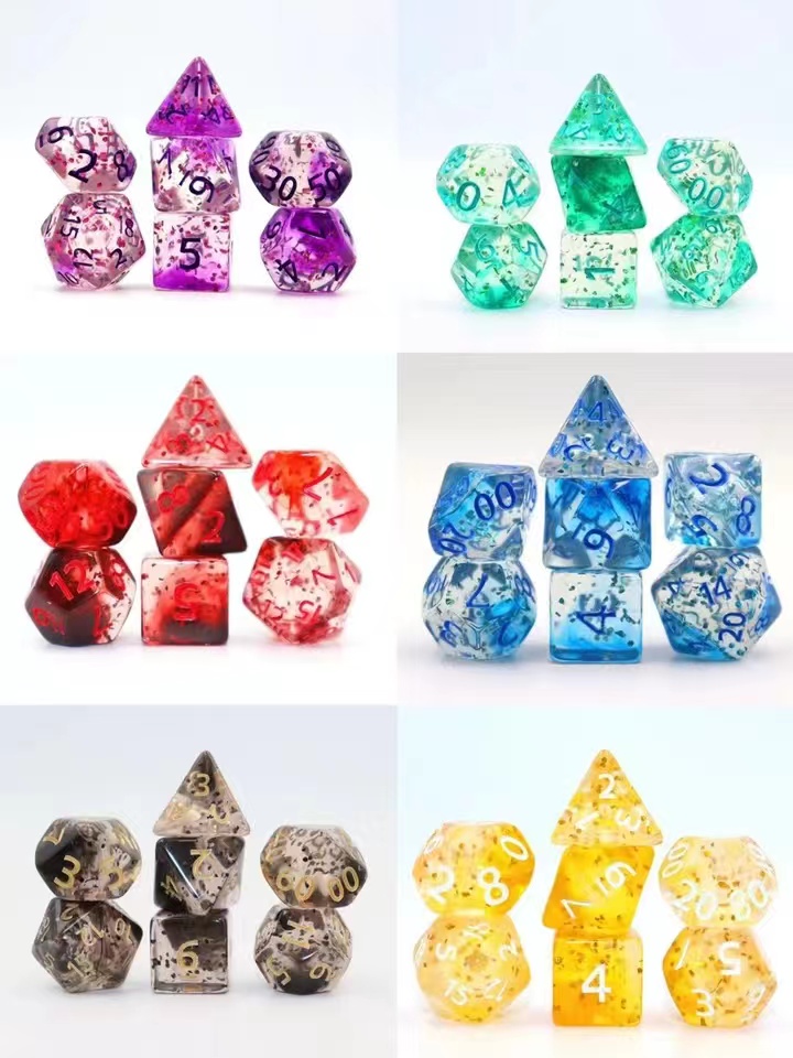 Transparent floating silk flash point dice