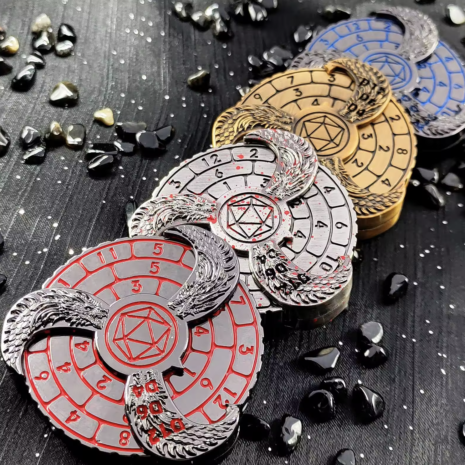 Gemstone Dice Spinners, Pocket Sized 7-in-1 Dice, Metal Dice, Dungeons and Dragons, DND Set