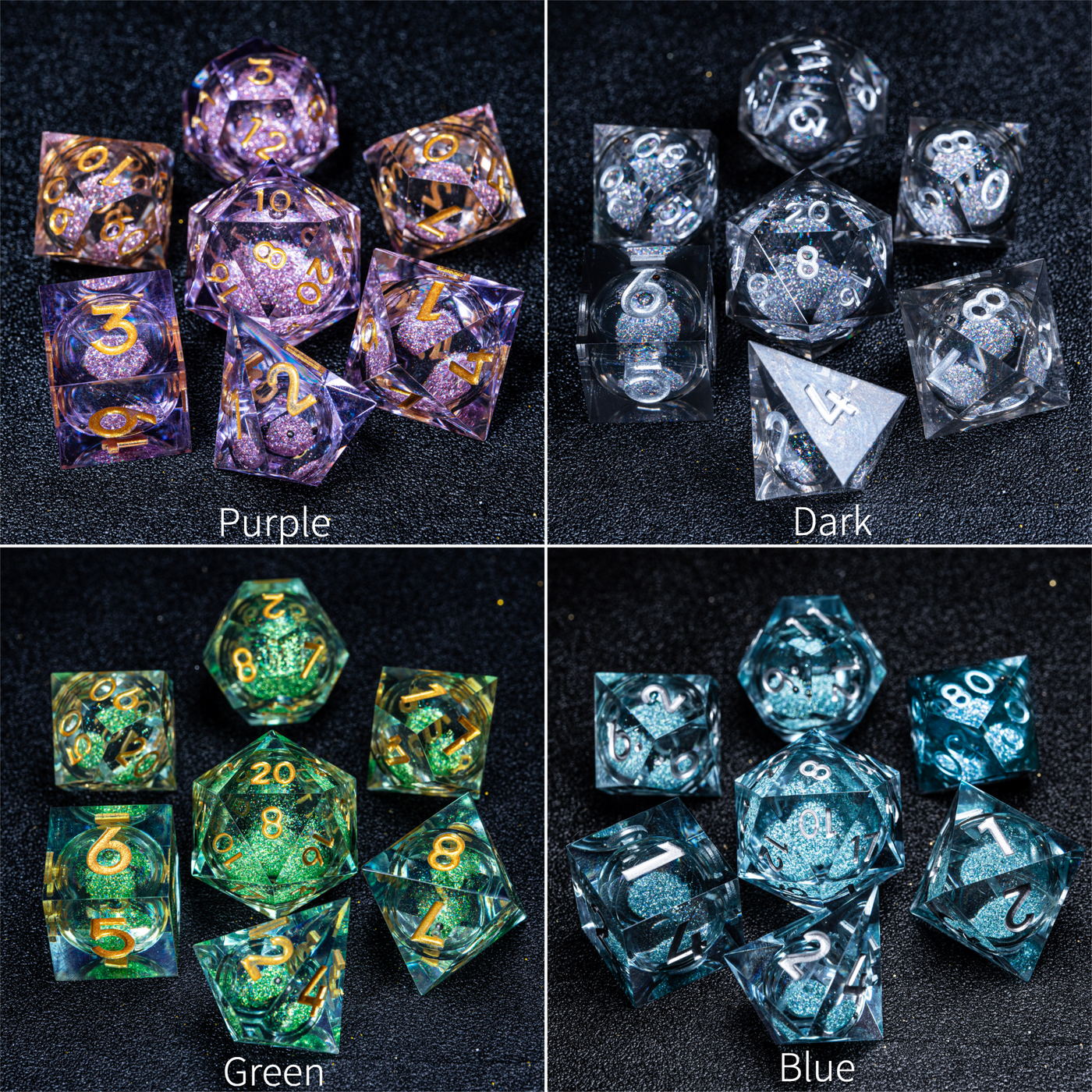 Liquid Heart Resin Engraved Dice Set