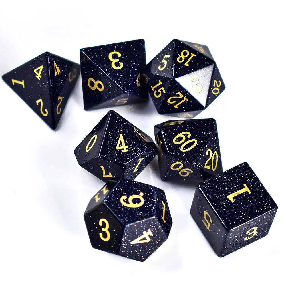 Blue Sandstone Real gemstone dice set DnD roleplay D20 natural stone