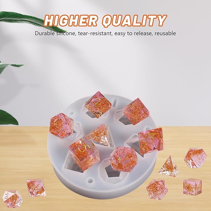 Silicone Dice Moulds, Polyhedral Dice Mold 7 Shapes Silicone Dice Dnd, Game Dice Moulds Diy Table Board Game
