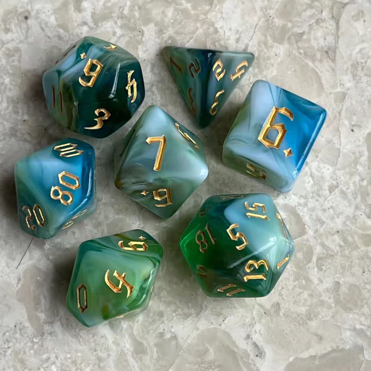 Wave Surfboard Theme Dnd Dice Set