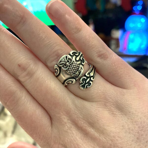 Owl Silver Spoon Ring