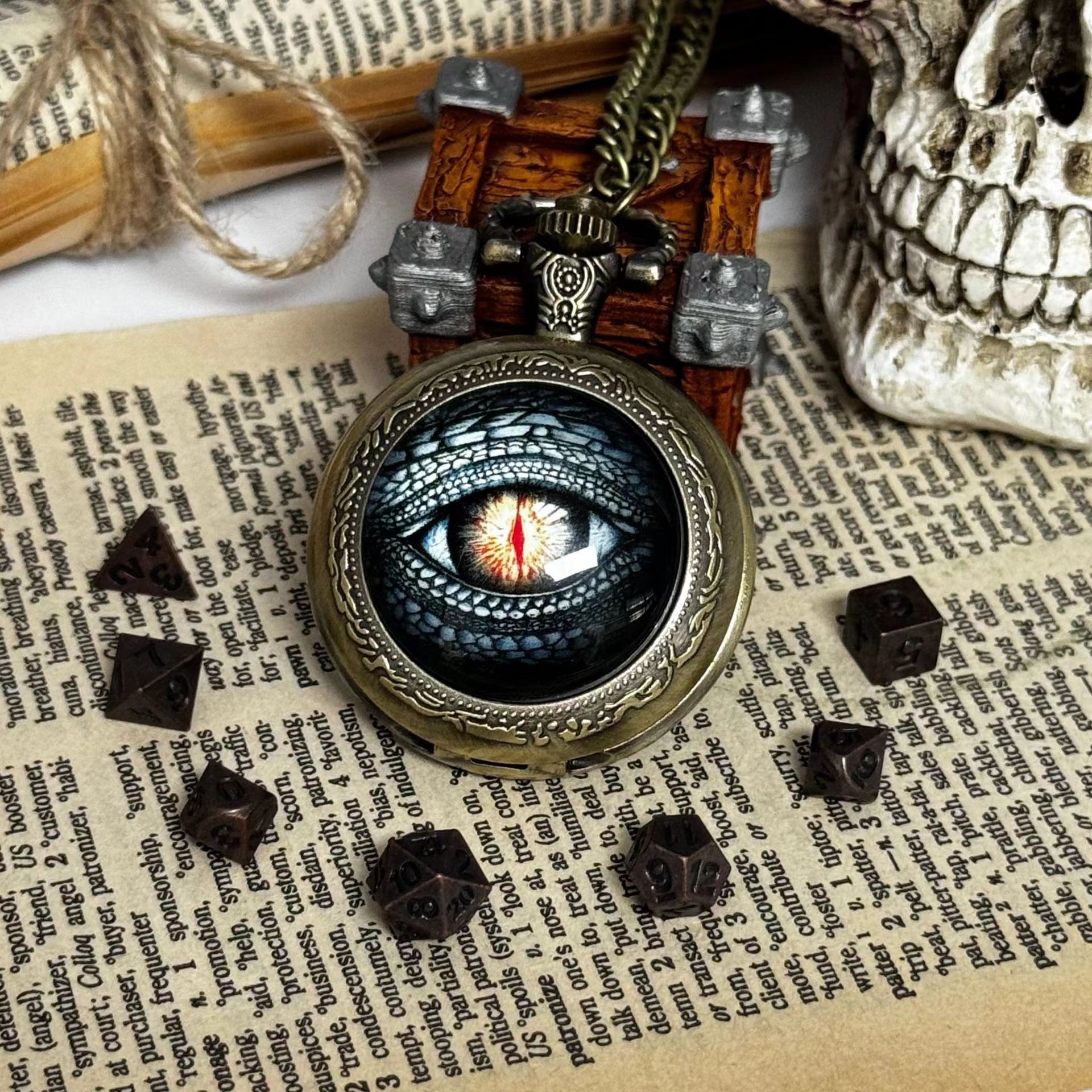 Mini D&D Dice Set DND Pocket Watch Shell 7PCS Micro Polyhedral Dice Set Metal Dice Dungeons and Dragons Gifts