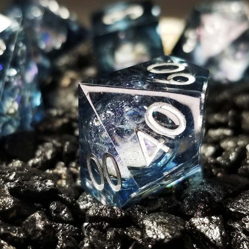 Winter Souls Liquid Core Sharp Edge Resin Polyhedral Dice Set