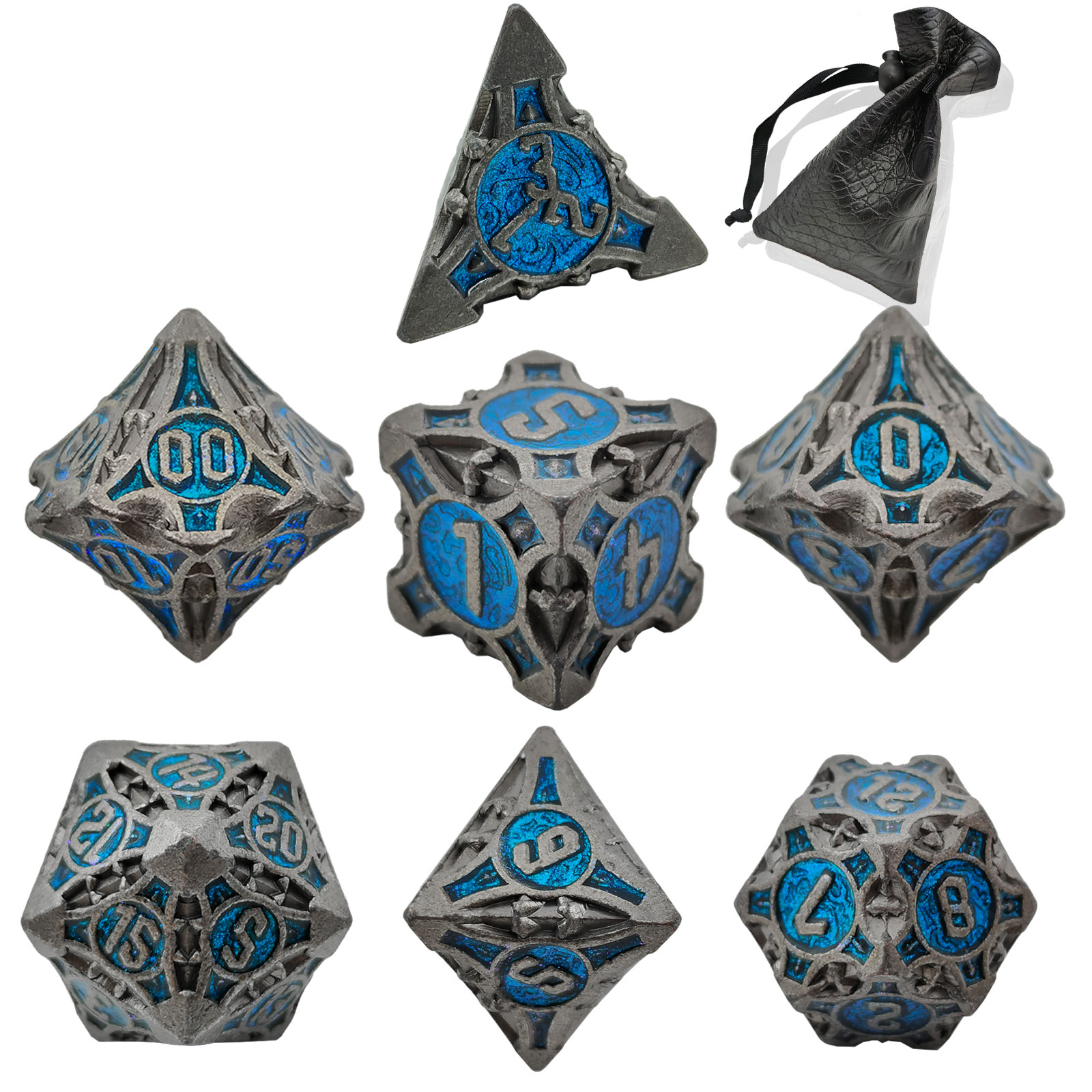 Solid Dragon Pointed Dice Metal Set