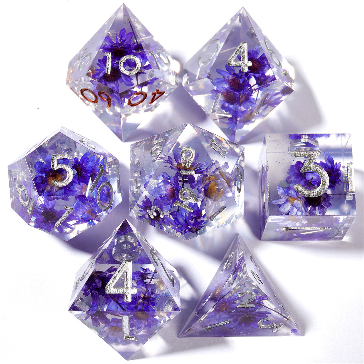 Flower Pointed Resin Dice Set